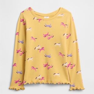 NWT babyGap Yellow Horse Print Ribbed Crewneck T-Shirt